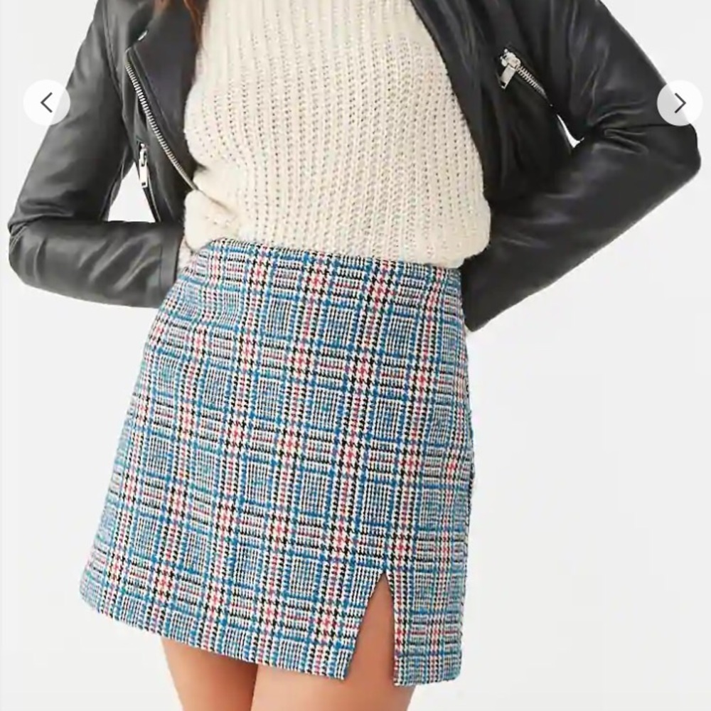 Forever 21 Tweed Glen Plaid Mini Skirt